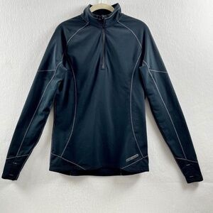 Hot Chilly's Women's Black Mock Neck 1/4 Zip Pullover Long Sleeve Size Large